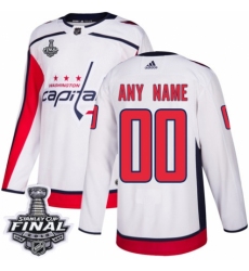 Men's Adidas Washington Capitals Customized Premier White Away 2018 Stanley Cup Final NHL Jersey