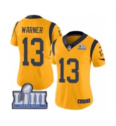 Women's Nike Los Angeles Rams #13 Kurt Warner Limited Gold Rush Vapor Untouchable Super Bowl LIII Bound NFL Jersey