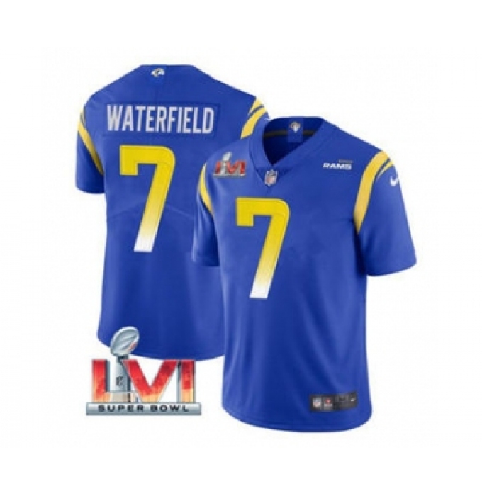 Men's Los Angeles Rams #7 Bob Waterfield Royal 2022 Super Bowl LVI Vapor Limited Stitched Jersey