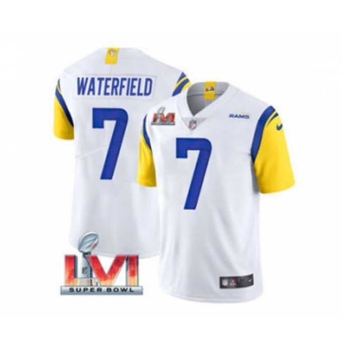 Men's Los Angeles Rams #7 Bob Waterfield White 2022 Super Bowl LVI Vapor Limited Stitched Jersey