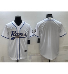 Men's Los Angeles Rams Blank White Stitched MLB Cool Base Nike Baseball Jersey