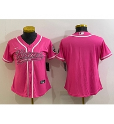Women's Los Angeles Rams Blank Pink With Patch Cool Base Stitched Baseball Jersey