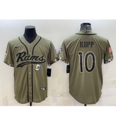 Men's Los Angeles Rams #10 Cooper Kupp Olive 2022 Salute to Service Cool Base Stitched Baseball Jersey