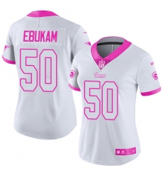 Women's Nike Los Angeles Rams #50 Samson Ebukam Limited White/Pink Rush Fashion NFL Jersey