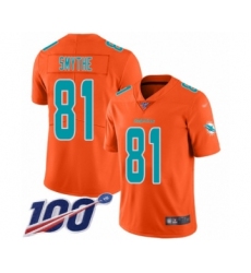 Men's Miami Dolphins #83 Mark Clayton Limited Orange Inverted Legend 100th Season Football Jersey