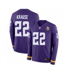 Youth Nike Minnesota Vikings #22 Paul Krause Limited Purple Therma Long Sleeve NFL Jersey