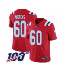 Men's New England Patriots #60 David Andrews Red Alternate Vapor Untouchable Limited Player 100th Season Football Jersey