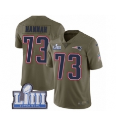 Men's Nike New England Patriots #73 John Hannah Limited Olive 2017 Salute to Service Super Bowl LIII Bound NFL Jersey
