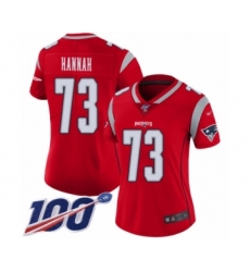 Women's New England Patriots #73 John Hannah Limited Red Inverted Legend 100th Season Football Jersey