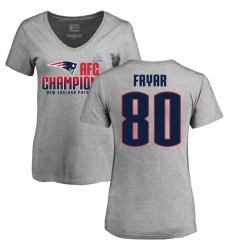 Women's Nike New England Patriots #80 Irving Fryar Heather Gray 2017 AFC Champions V-Neck T-Shirt