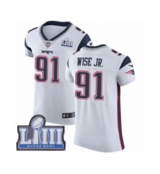 Men's Nike New England Patriots #91 Deatrich Wise Jr White Vapor Untouchable Elite Player Super Bowl LIII Bound NFL Jersey