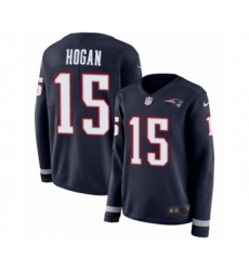 Women's Nike New England Patriots #15 Chris Hogan Limited Navy Blue Therma Long Sleeve NFL Jersey