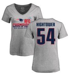 Women's Nike New England Patriots #54 Dont'a Hightower Heather Gray 2017 AFC Champions V-Neck T-Shirt