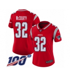 Women's New England Patriots #32 Devin McCourty Limited Red Inverted Legend 100th Season Football Jersey