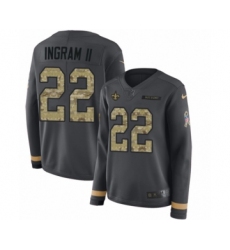 Women's Nike New Orleans Saints #22 Mark Ingram Limited Black Salute to Service Therma Long Sleeve NFL Jersey