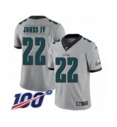 Youth Philadelphia Eagles #22 Sidney Jones Limited Silver Inverted Legend 100th Season Football Jersey