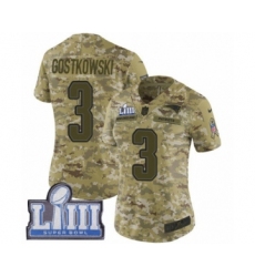 Women's Nike New England Patriots #3 Stephen Gostkowski Limited Camo 2018 Salute to Service Super Bowl LIII Bound NFL Jersey