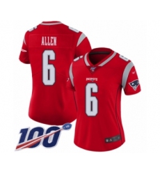 Women's New England Patriots #6 Ryan Allen Limited Red Inverted Legend 100th Season Football Jersey