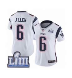 Women's Nike New England Patriots #6 Ryan Allen White Vapor Untouchable Limited Player Super Bowl LIII Bound NFL Jersey