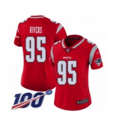 Women's New England Patriots #95 Derek Rivers Limited Red Inverted Legend 100th Season Football Jersey