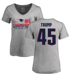 Women's Nike New England Patriots #45 Donald Trump Heather Gray 2017 AFC Champions V-Neck T-Shirt