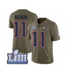 Youth Nike New England Patriots #11 Drew Bledsoe Limited Olive 2017 Salute to Service Super Bowl LIII Bound NFL Jersey