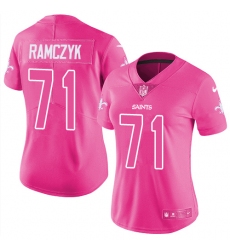Women's Nike New Orleans Saints #71 Ryan Ramczyk Limited Pink Rush Fashion NFL Jersey