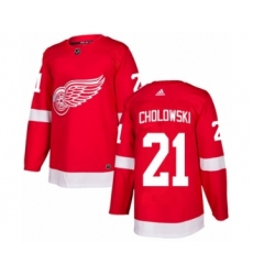 Men's Adidas Detroit Red Wings #21 Dennis Cholowski Premier Red Home NHL Jersey