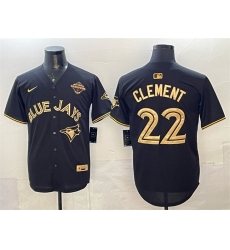Men's Toronto Blue Jays #22 Ernie Clement Black Gold 2025 American League Champions Limited Stitched Baseball Jersey