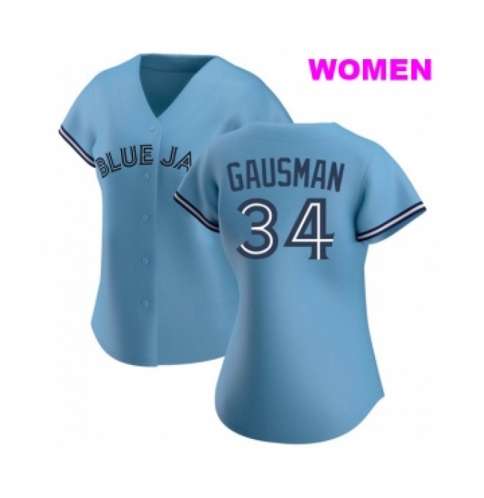 WOMEN'S TORONTO BLUE JAYS #34 KEVIN GAUSMAN BLUE JERSEY