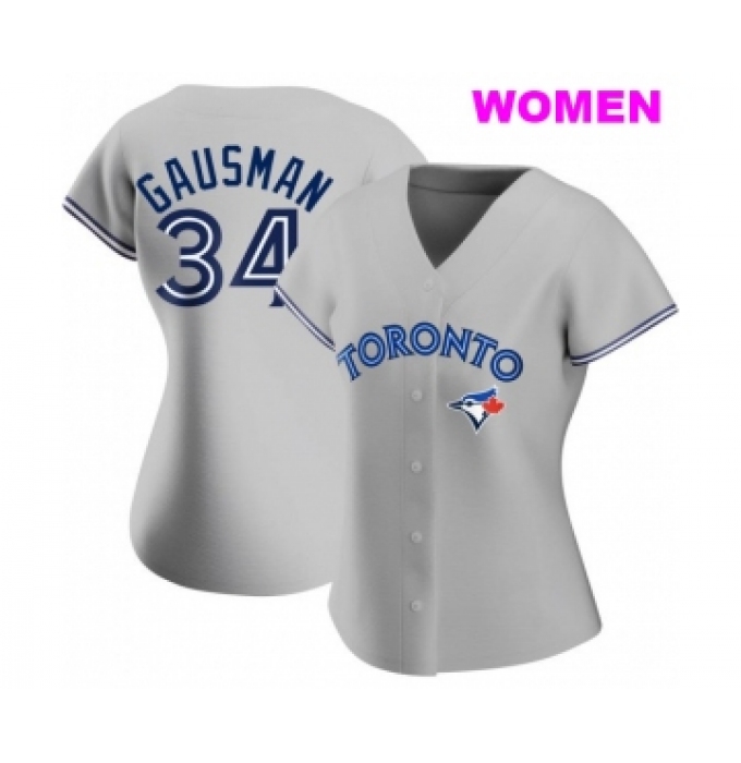 WOMEN'S TORONTO BLUE JAYS #34 KEVIN GAUSMAN GRAY ROAD JERSEY