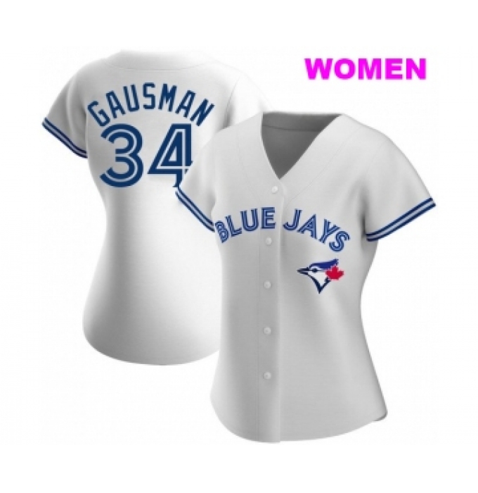 WOMEN'S TORONTO BLUE JAYS #34 KEVIN GAUSMAN WHITE HOME JERSEY