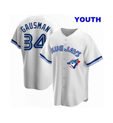 YOUTH TORONTO BLUE JAYS #34 KEVIN GAUSMAN WHITE HOME COOPERSTOWN COLLECTION JERSEY