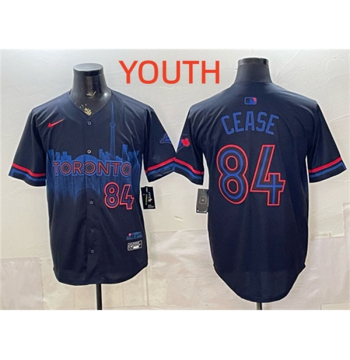 Youth Toronto Blue Jays #84 Dylan Cease Navy 2024 City Connect Limited Stitched Baseball Jersey