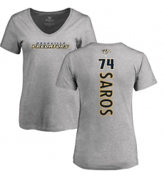 NHL Women's Adidas Nashville Predators #74 Juuse Saros Ash Backer T-Shirt