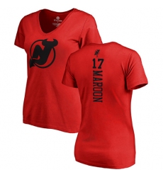 NHL Women's Adidas New Jersey Devils #17 Patrick Maroon Red One Color Backer T-Shirt