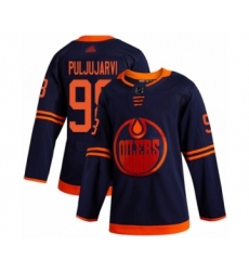 Men's Edmonton Oilers #98 Jesse Puljujarvi Authentic Navy Blue Alternate Hockey Jersey