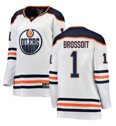 Women's Edmonton Oilers #1 Laurent Brossoit Authentic White Away Fanatics Branded Breakaway NHL Jersey