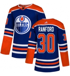 Men's Adidas Edmonton Oilers #30 Bill Ranford Premier Royal Blue Alternate NHL Jersey