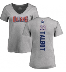 NHL Women's Adidas Edmonton Oilers #33 Cam Talbot Ash Backer T-Shirt