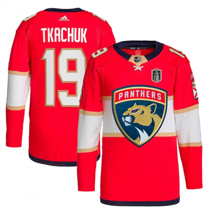 Men's Florida Panthers #19 Matthew Tkachuk Red 2024 Stanley Cup Final Stitched Jersey