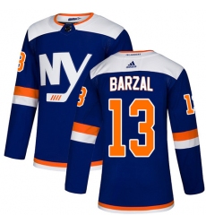 Men's Adidas New York Islanders #13 Mathew Barzal Premier Blue Alternate NHL Jersey
