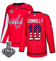 Men's Adidas Washington Capitals #10 Brett Connolly Authentic Red USA Flag Fashion 2018 Stanley Cup Final NHL Jersey
