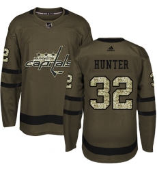Youth Adidas Washington Capitals #32 Dale Hunter Premier Green Salute to Service NHL Jersey