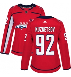 Women's Adidas Washington Capitals #92 Evgeny Kuznetsov Authentic Red Home NHL Jersey