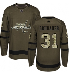 Men's Adidas Washington Capitals #31 Philipp Grubauer Premier Green Salute to Service NHL Jersey