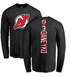 NHL Adidas New Jersey Devils #3 Ken Daneyko Black Backer Long Sleeve T-Shirt
