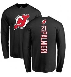 NHL Adidas New Jersey Devils #21 Kyle Palmieri Black Backer Long Sleeve T-Shirt
