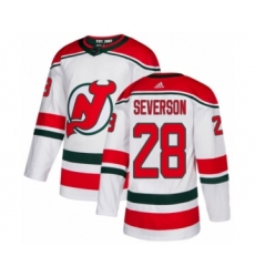 Men's Adidas New Jersey Devils #28 Damon Severson Premier White Alternate NHL Jersey