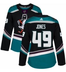 Women's Adidas Anaheim Ducks #49 Max Jones Premier Black  Teal Alternate NHL Jersey